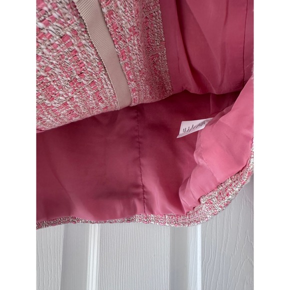 Talbots Petites Sz 6P Pink White Tweed Zip-Up Jackie Blazer Jacket - Picture 3 of 5